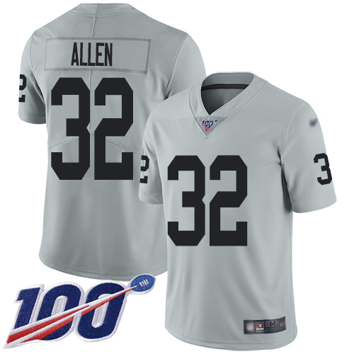 Men Oakland Raiders Limited Silver Marcus Allen Jersey NFL Football #32 100th Season Inverted Legend Jersey->oakland raiders->NFL Jersey
